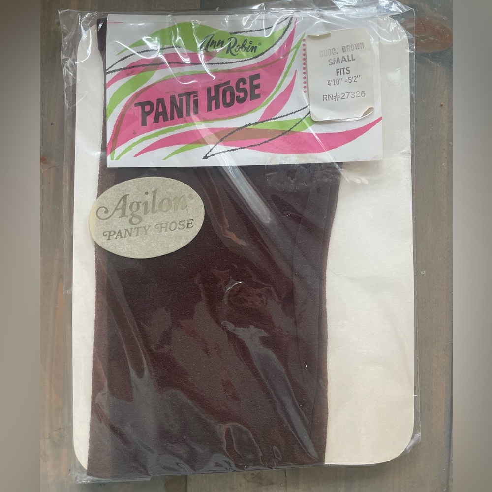 NEW Vintage Ann Robin Panti Hose Agilon Panty Hose Choc Brown Small RN 27326